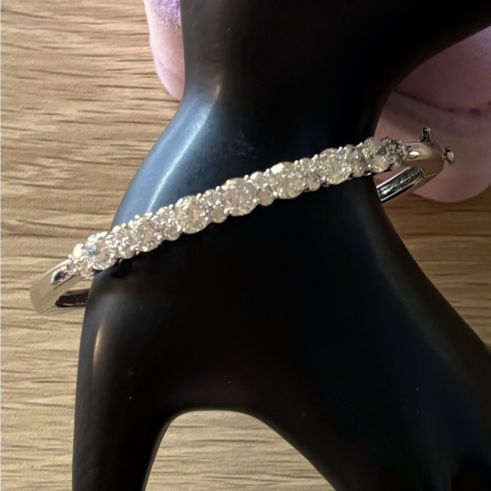 Diamonique Sterling Silver Bangle Bracelet